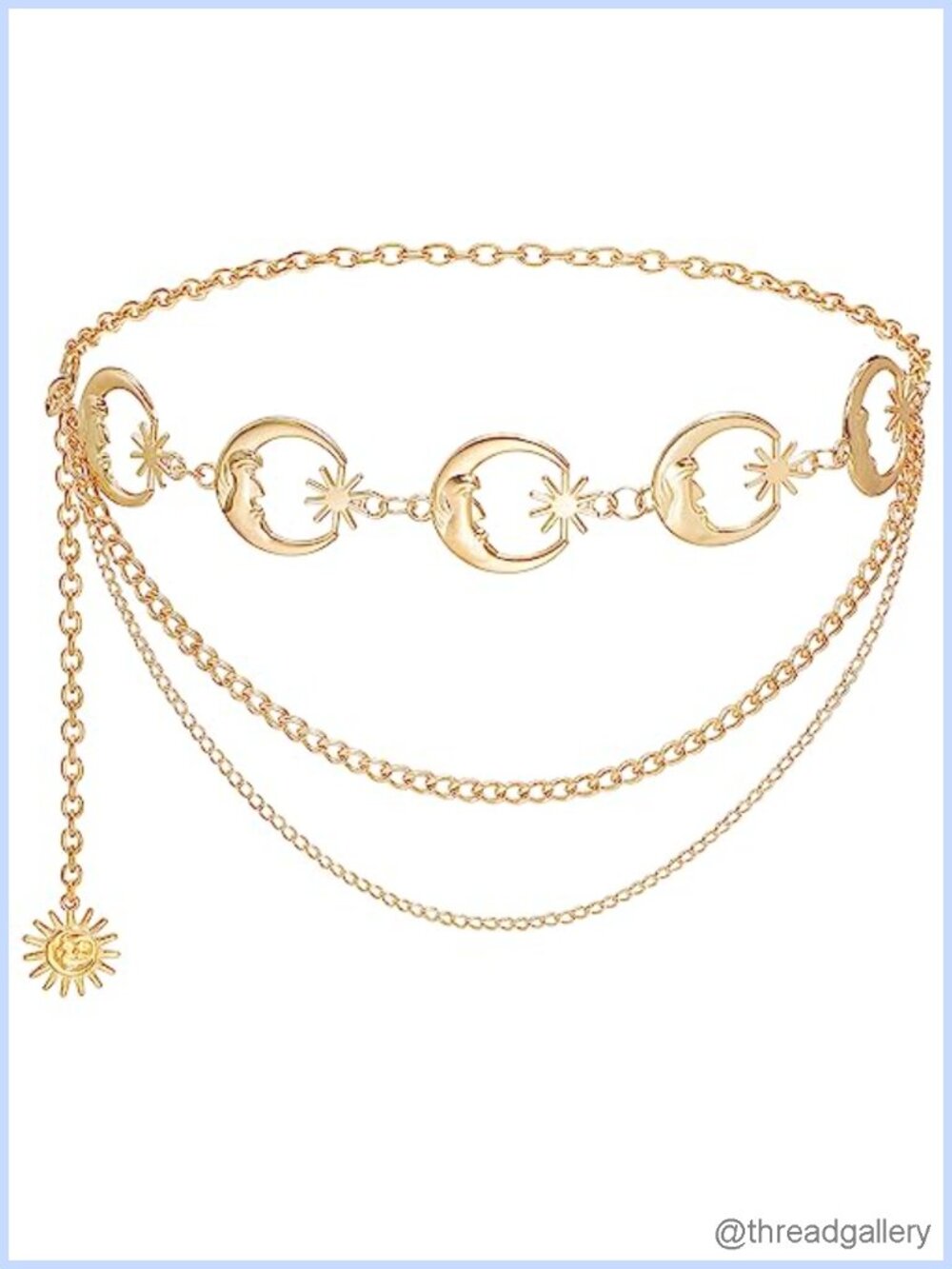 Alloy Multilayer Sun Moon Waist Chain Belt Adjustable Lobster Clasp